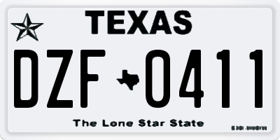 TX license plate DZF0411