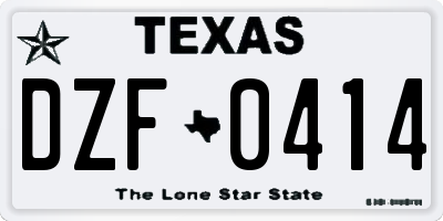 TX license plate DZF0414