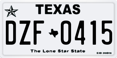 TX license plate DZF0415