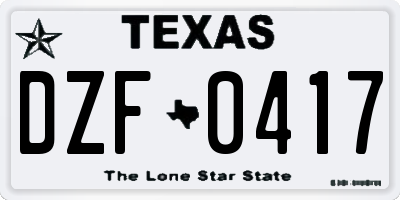 TX license plate DZF0417