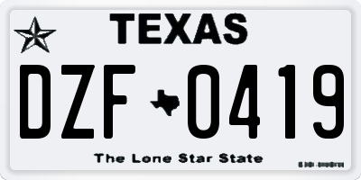 TX license plate DZF0419