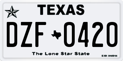 TX license plate DZF0420