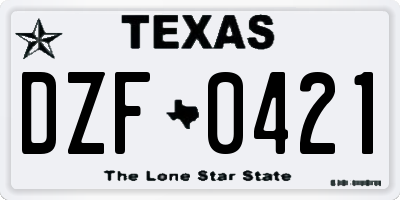 TX license plate DZF0421