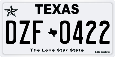 TX license plate DZF0422
