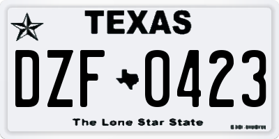 TX license plate DZF0423