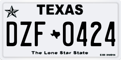 TX license plate DZF0424