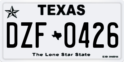 TX license plate DZF0426