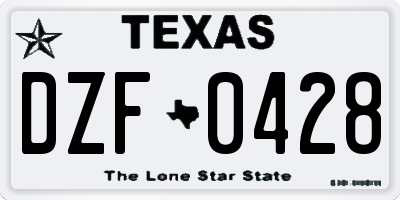 TX license plate DZF0428