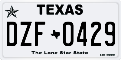 TX license plate DZF0429