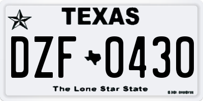 TX license plate DZF0430