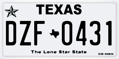 TX license plate DZF0431
