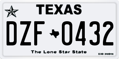 TX license plate DZF0432