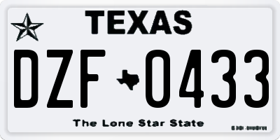 TX license plate DZF0433