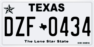 TX license plate DZF0434