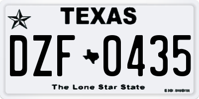 TX license plate DZF0435