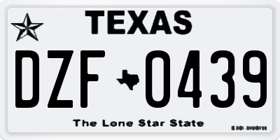 TX license plate DZF0439