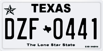 TX license plate DZF0441