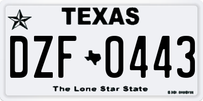 TX license plate DZF0443