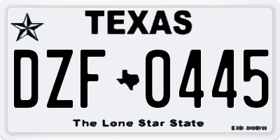 TX license plate DZF0445
