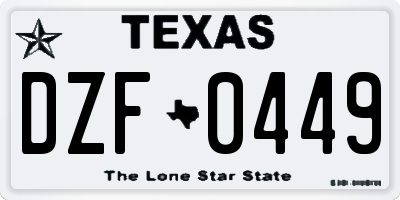 TX license plate DZF0449