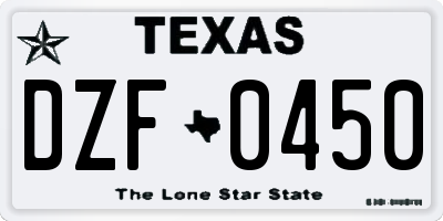 TX license plate DZF0450