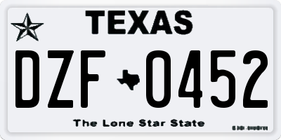 TX license plate DZF0452