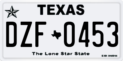 TX license plate DZF0453