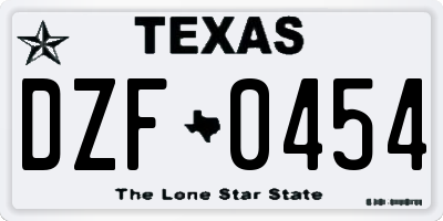 TX license plate DZF0454