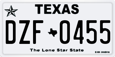 TX license plate DZF0455