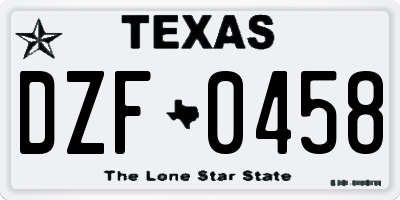 TX license plate DZF0458