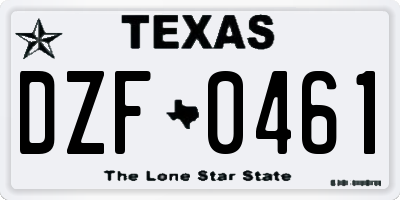 TX license plate DZF0461