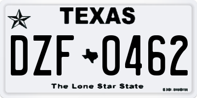 TX license plate DZF0462