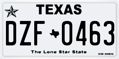 TX license plate DZF0463