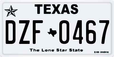 TX license plate DZF0467