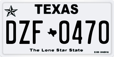 TX license plate DZF0470