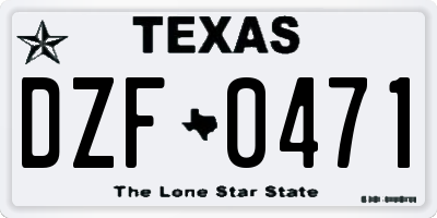TX license plate DZF0471