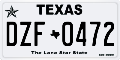 TX license plate DZF0472