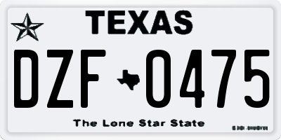 TX license plate DZF0475