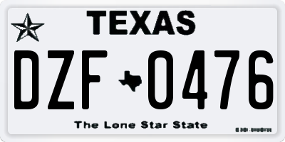 TX license plate DZF0476
