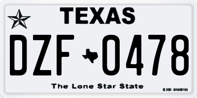 TX license plate DZF0478