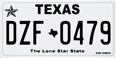 TX license plate DZF0479