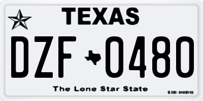 TX license plate DZF0480