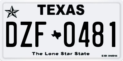 TX license plate DZF0481
