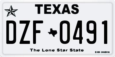 TX license plate DZF0491