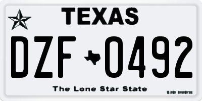 TX license plate DZF0492