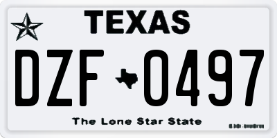 TX license plate DZF0497