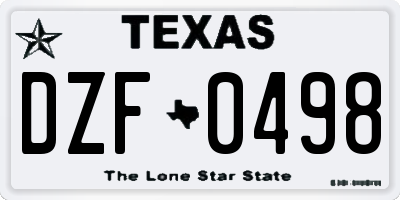 TX license plate DZF0498