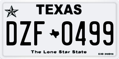TX license plate DZF0499