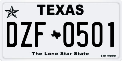 TX license plate DZF0501