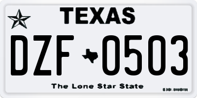TX license plate DZF0503